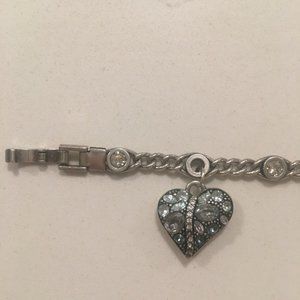 Lovely Silver Tone Charm Bracelet with a Bit of Bling!